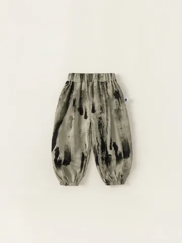 Kids Casual Leopard Print Ink Wash Anti Mosquito Summer Pants For Boys Girls Elastic Waist Breathable Cuffed Jogger Pants