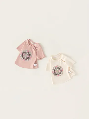 Maglietta in Cotone per Bambine Nuovo Stile Cinese Vintage Ricamo Floreale Alamaro Manica Corta Top Estivi