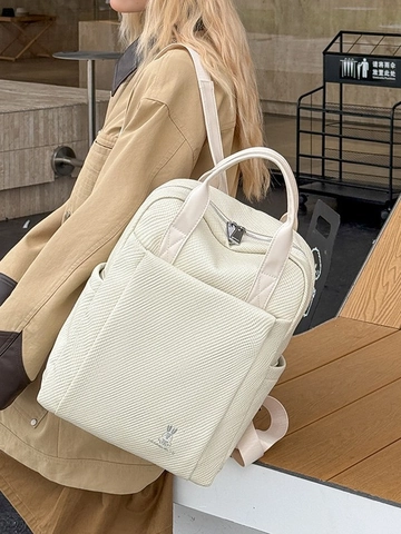 Business Casual Women's Backpack Large Capacity Laptop Bag With Trolley Sleeve Soft PU Grid Texture Daypack For Office Travel