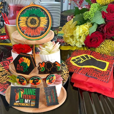 Juneteenth Décoration de Plateau à Étages en Bois Signes de l'histoire des Noirs Décorations du Jour de l'indépendance Afro-Américaine Maison