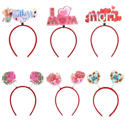 Cerchietto Festa della Mamma Festivo in Feltro Plastica Cuore Floreale I Love Mom Lettera Decorazione Capelli per Festa