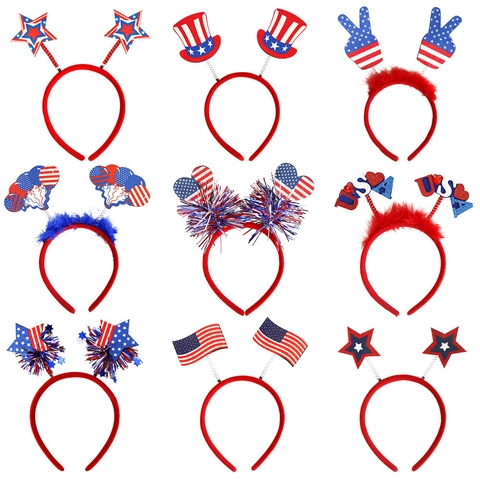 American Independence Day Patriotic Headband Red White Blue Stars Stripes USA Flag Party Hair Accessories July 4th Celebration