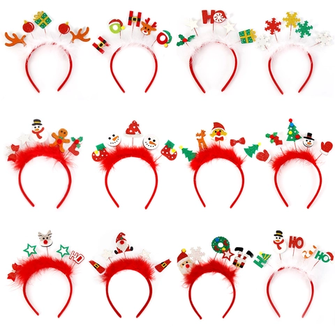 Serre-tête Décoratif de Noël Renne Bonhomme de Neige Peluche Serre-tête de Fête Accessoires de Photographie Coiffure Dessin Animé pour Enfants Femmes