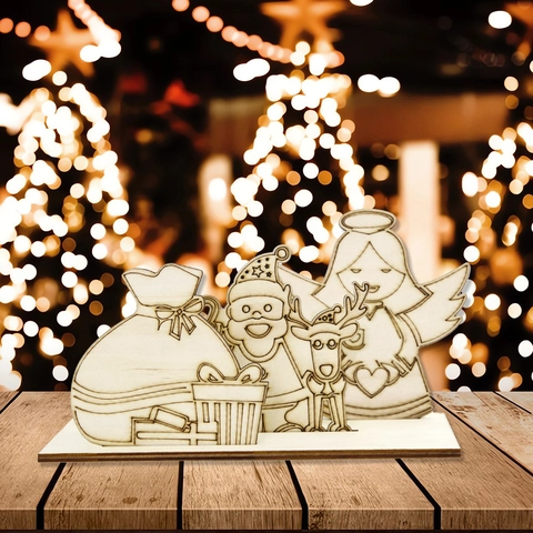 3D Holz Weihnachten Desktop Ornamente DIY Abnehmbar Rentier Schneemann Weihnachtsmann Für Xmas Party Tischdeko