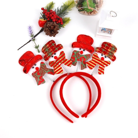 Cerchietto di Natale con Molla Babbo Natale Pupazzo di Neve Renna Fascia per Capelli per Bambini Adulti Decorazione Festa
