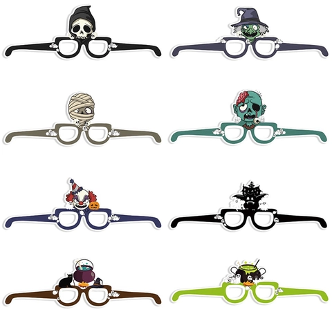 Montura de Gafas de Papel de Halloween Accesorios de Disfraces de Fiesta de Terror para Adultos Niños Calabaza Bruja Decoración