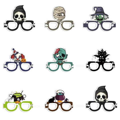 Halloween Paper Glasses Frames Party Decorative Costume Accessories For Kids Adults Witch Skeleton Zombie Pumpkin Photo Props