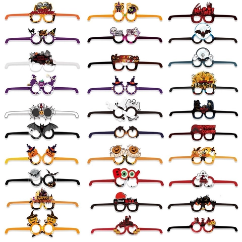 Gafas Decorativas de Papel para Halloween Monturas de Gafas de Terror con Calabaza Fantasma Murciélago Castillo Accesorios para Fotos Party