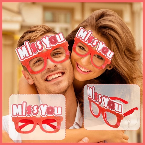 Montura de Gafas Decorativas para Fiesta de San Valentín de Plástico y Fieltro con Patrón de Corazón Accesorios para Fotomatón