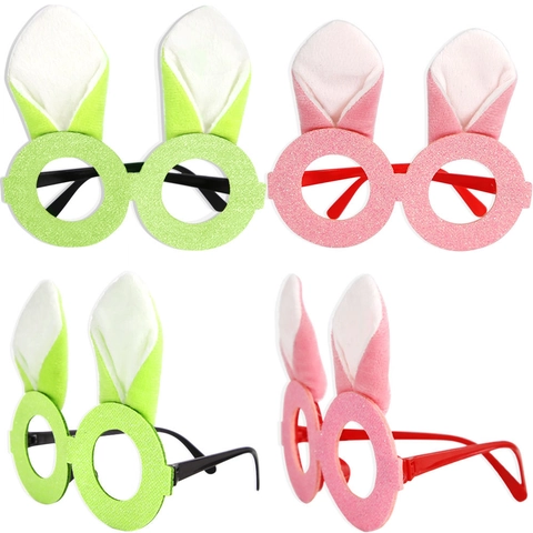 Monture de Lunettes Oreilles de Lapin Créative en Plastique à Paillettes pour Enfants Accessoires de Fête de Pâques
