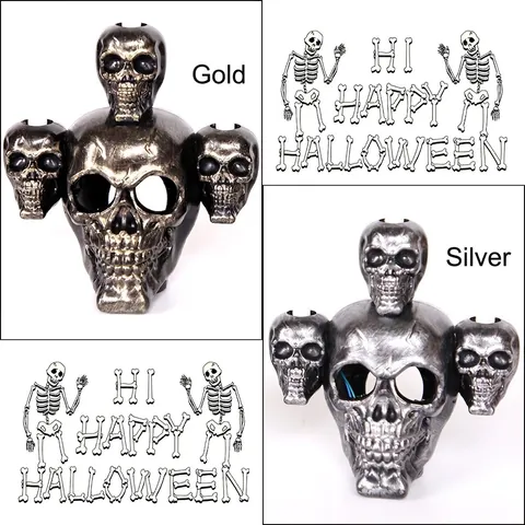 Lampada Candela Teschio LED Halloween Bruciatore Incenso a Riflusso Statuetta Plastica Distressed Decorazione Festa Casa Stregata