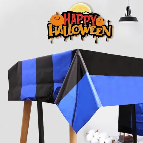 Tovaglia di Plastica a Righe di Halloween Impermeabile in PET Metallizzato per Banchetti Festivi Bar Decorazione a Tema Accessorio