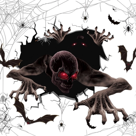 Decorazione di Halloween Impronte di Mani Insanguinate Adesivi per Finestre Statici Adesivi Scheletro Horror Casa Stregata Festa Decorazioni Vetro