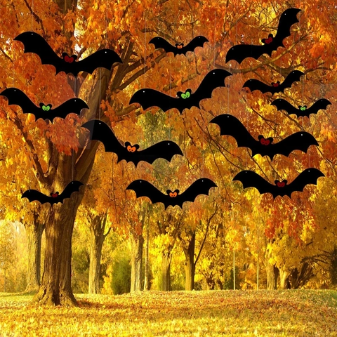 Decorazione Appesa Pipistrello Halloween in Tessuto Non Tessuto Pipistrello Nero Spaventoso per Casa Interno Esterno Festa Set