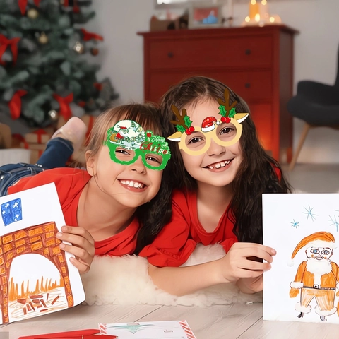 Christmas 3D Paper Glasses Party Decoration For Adults Kids Santa Claus Elk Snowman Christmas Tree Festive Eyewear Photo Props