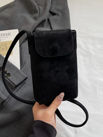 Γυναικεία Μίνι Τσάντα Κινητού Crossbody Μονόχρωμη από Δέρμα PU Μικρή Τσάντα Ώμου Με Καπάκι για Καθημερινή Χρήση