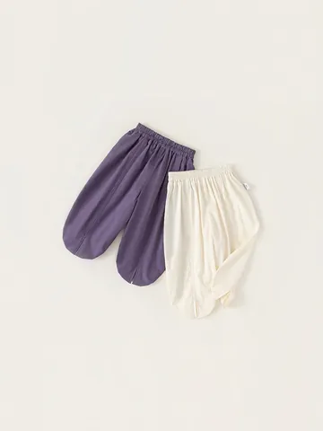 Pantalones de Globo de Algodón para Niñas Cintura Elástica Abertura Pierna Casual Color Sólido Pantalones Suaves Sueltos Niños