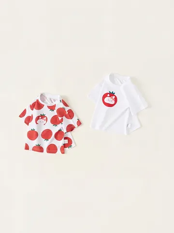 Toddler Girls Printed Cotton Short Sleeve T-Shirt Strawberry Rabbit Cartoon Summer Top Comfortable Breathable Kids Casual Apparel