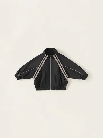 Jongens Sportief Jasje Opstaande Kraag Polyester Rits Mantel Met Contraststrepen Voor Kinderen Casual Herfst Bovenkleding