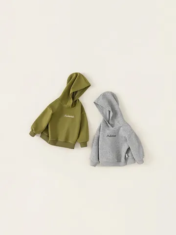 Boys Casual Hooded Sweatshirt Cotton Blend Letter Embroidery Long Sleeve Pullover Hoodie For Kids Spring Autumn Fashion Top