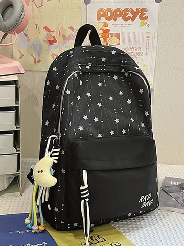 Japanisch Süßer Stern Bedruckt Nylon Rucksack Für Frauen Teenager High School Schüler Wasserdicht Große Kapazität Mode Schultasche