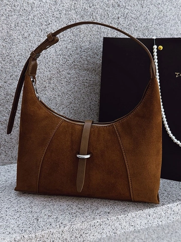 Borsa a Tracolla Hobo da Donna in Pelle PU Cucita Minimalista Borsa Sottobraccio con Tracolla Regolabile per Pendolari