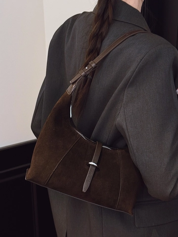 Borsa a Tracolla Hobo da Donna in Pelle PU Cucita Minimalista Borsa Sottobraccio con Tracolla Regolabile per Pendolari