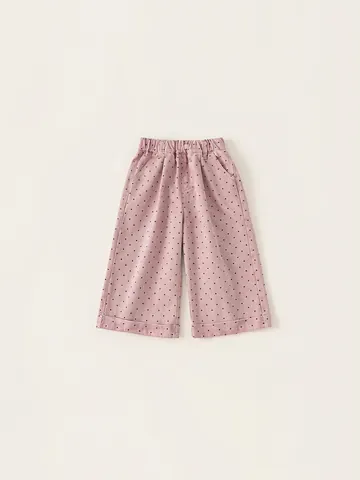 Mädchen 100% Baumwolle Casual Polka Dot Weite Hose Minimalistisch Rosa Elastischer Bund Lange Hosen Für Kinder Alltag Schule