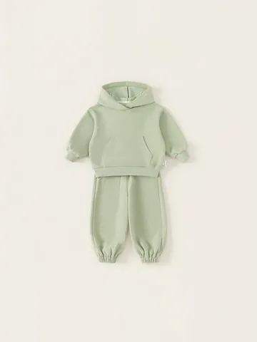 Completo Casual da Bambino Con Felpa Con Cappuccio e Pantaloni Sportivi in Misto Cotone Morbida Felpa e Pantaloni da Ginnastica