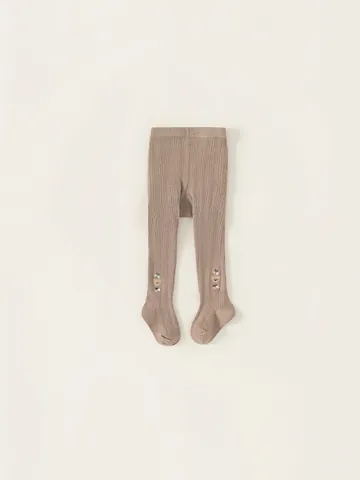 Baby Girl Ribbed Knit Cotton Tights Spring Autumn Toddler Bear Embroidery Leggings Comfortable Infant Footed Stockings