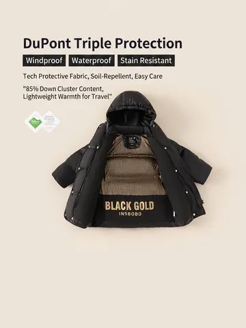 Chaqueta de Plumón Larga Con Capucha para Niñas Impermeable Resistente Al Viento Plumón de Pato Blanco Abrigo de Invierno