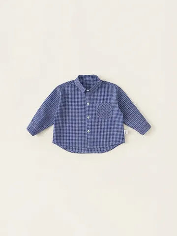 Boys Casual Plaid Striped Long Sleeve Shirt Korean Style Children Lapel Button Down Top For Spring Autumn Kids Wear