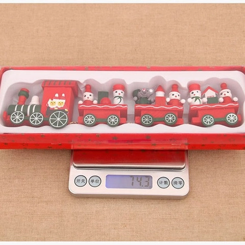 Christmas Wooden Train Decoration Mini Tabletop Festive Ornament For Home Window Holiday Display Christmas Gift For Kids