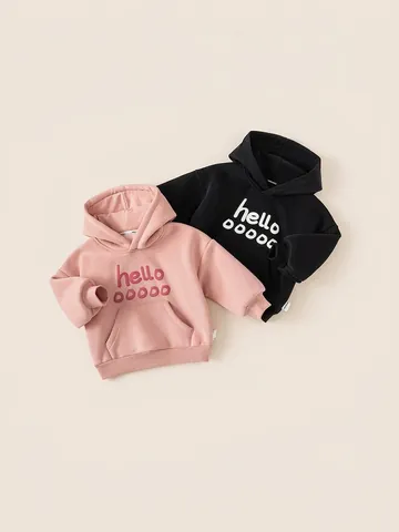Felpa con Cappuccio per Bambini Ragazze con Stampa Lettere Casual a Manica Lunga con Fodera in Pile per Autunno Inverno