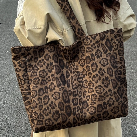 Damen Große Kapazität Leopardenmuster Tragetasche PU Leder Lässig Pendeln Schultertasche Mode Tiertextur Handtasche