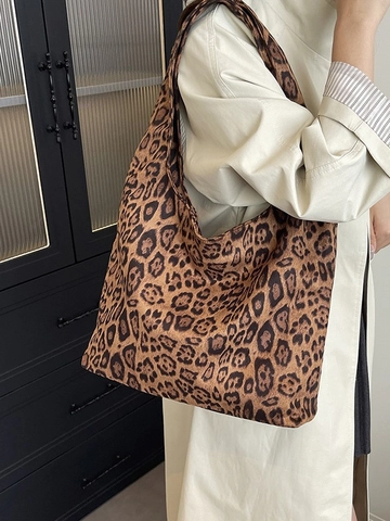 Borsa Tote in Velluto con Stampa Leopardata Zebra Paisley Grande Capacità per Donna Borsa a Tracolla Vintage Casual Moda Urbana