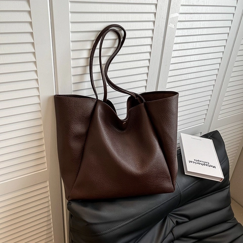 Borsa Tote in Pelle PU con Grana Martellata di Grande Capacità per Donna Borsa a Tracolla Versatile per Pendolari Con Chiusura Magnetica