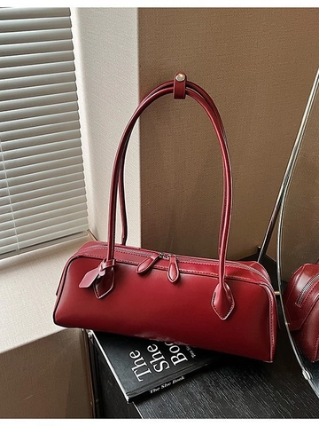 Große Kapazität PU Leder Baguette Tasche Damen Retro Unterarm Schultertasche Mit Reißverschluss Weiche Praktische Handtasche