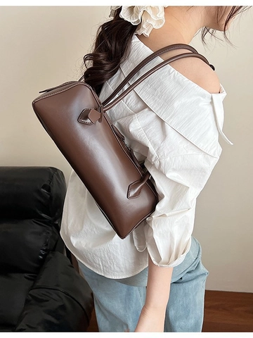 Große Kapazität PU Leder Baguette Tasche Damen Retro Unterarm Schultertasche Mit Reißverschluss Weiche Praktische Handtasche
