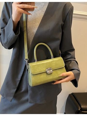 Vintage Damen PU Leder Umhängetasche Mode Kleine Quadratische Handtasche Mit Griff Einfache Metallschnalle Schultertasche Schmuck