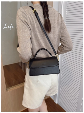 Vintage Women PU Leather Small Square Bag Rectangular Flap Handbag With Top Handle Adjustable Strap Daily Crossbody Bag