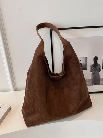 Sac à Épaule Grande Capacité pour Femmes Sac Cabas en Flanelle Minimaliste Sac Hobo Souple Rétro pour Trajet Quotidien Décontracté