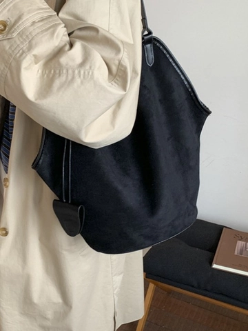 Borsa a Spalla da Donna in PU Grande Capacità Minimalista Retrò Tote Bag Con Pendente Moda Pendolarismo Hobo Handbag