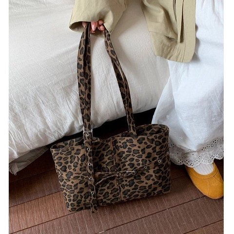 Damen Leopardenmuster Tragetasche Mit Großer Kapazität Retro PU Stoff Umhängetasche Urban Minimalistisch Alltag Handtasche Mit Schnalle