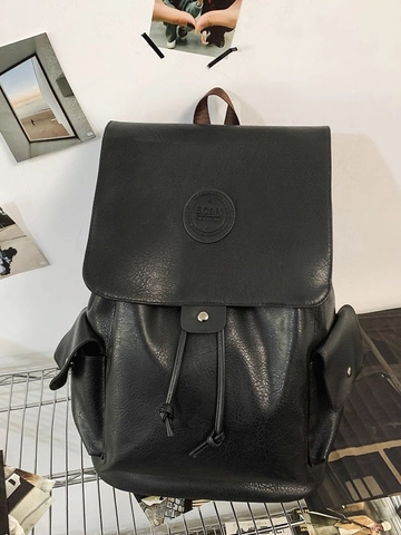 Zaino in Pelle PU Vintage per Uomo Donna Borsa per Laptop di Grande Capacità Tinta Unita Zaino Scolastico Casual per Studenti