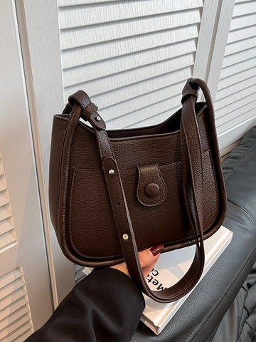 Borsa a Secchiello da Donna in Pelle PU con Trama Litchi Semplice Borsa Sottobraccio a Spalla Versatile Borsa a Tracolla Stile Coreano