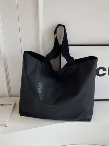 Women Large Capacity Nylon Tote Bag 2024 Casual Street Style Shoulder Bag With Letter Print Solid Color Commuting Handbag