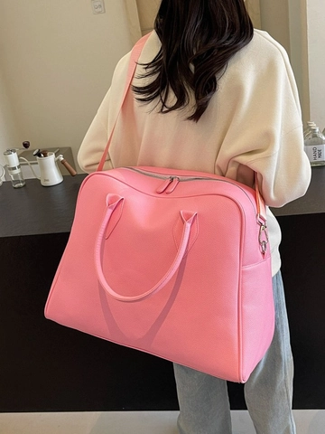Damen Große Kapazität PU Leder Tote Bag Mode Metallic Silber Rosa Schwarz Pendler Schultertasche Reise Handtasche Mit Riemen