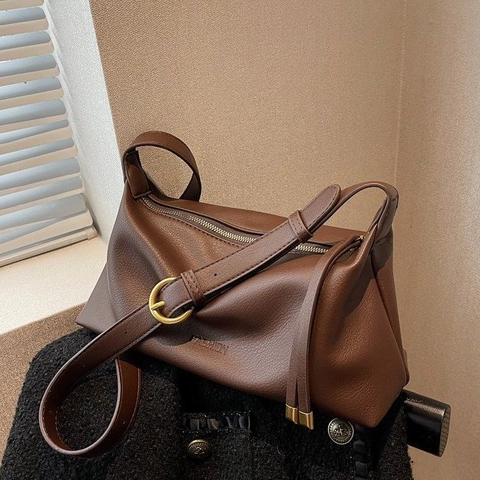 Bolso Tote de Cuero PU de Gran Capacidad Minimalista para Mujer Bolso de Hombro Retro Color Sólido Bolso de Moda