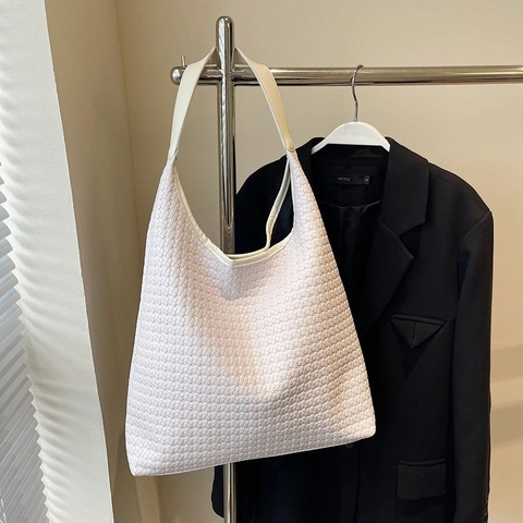 Vintage Geflochtene Tragetasche Für Damen Große Kapazität PU Leder Umhängetasche Mode Urban Minimalistisch Hobo Handtasche Arbeit